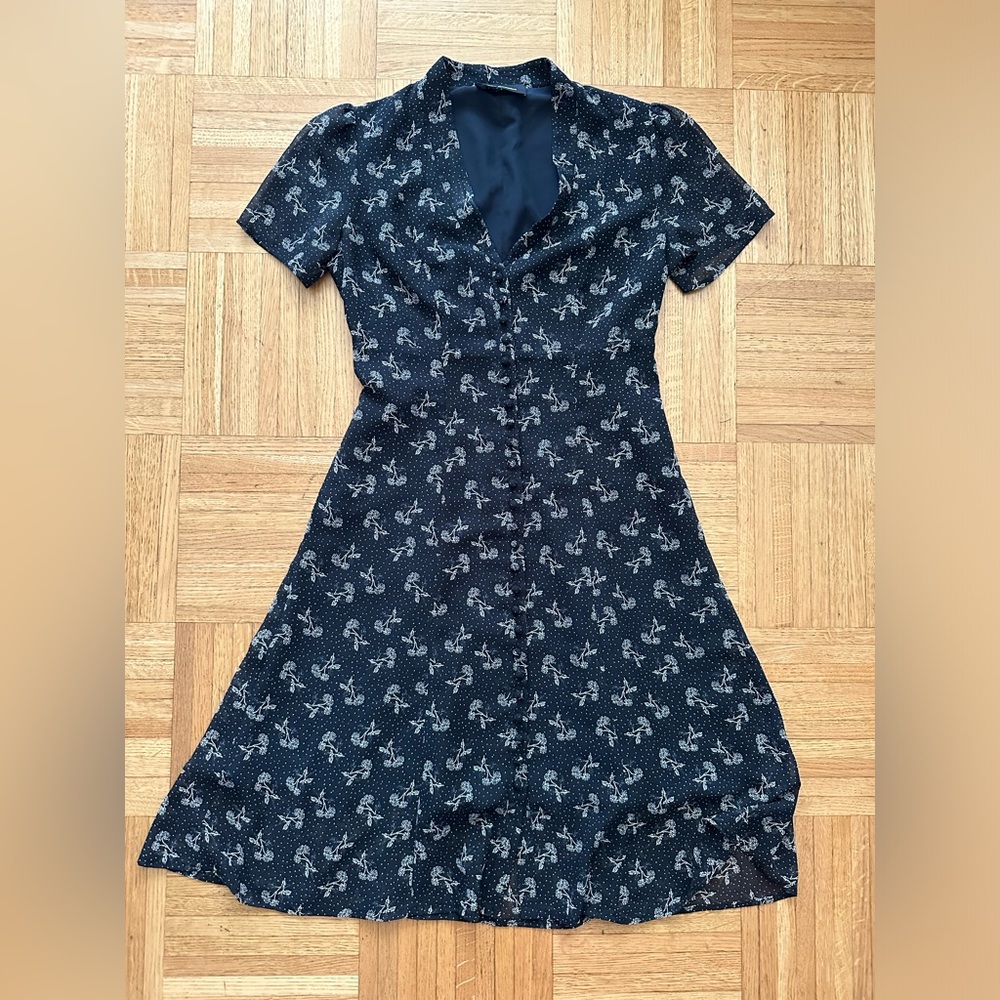 The Kooples Navy Bloom Dress size S - Picture 3 of 7